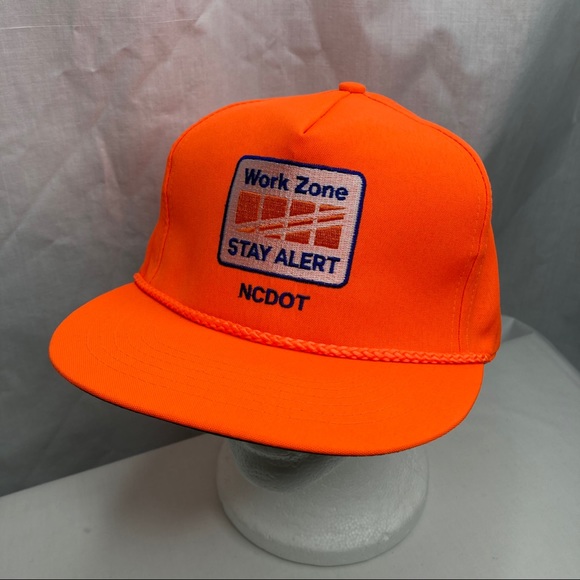 Vintage Other - Work Zone Orange Stay Alert NCDOT Trucker Hat Cap